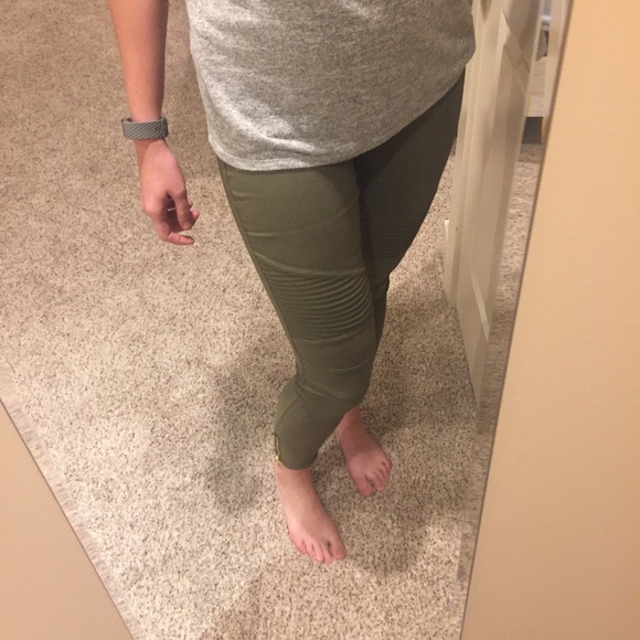 Olive Moto Pant w/ Ankle Zip - Picture 5 of 6